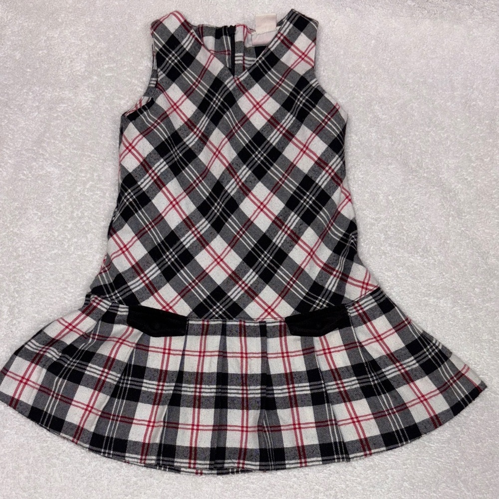 Hartstrings Plaid Sleeveless jumper Dress - Black, White, and Red size 3t